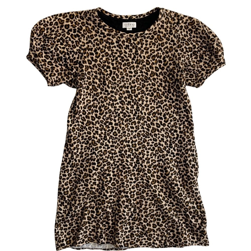 Velvet by Graham & Spencer Women's Leopard Print‎ Dress Mini Short Sleeve L
